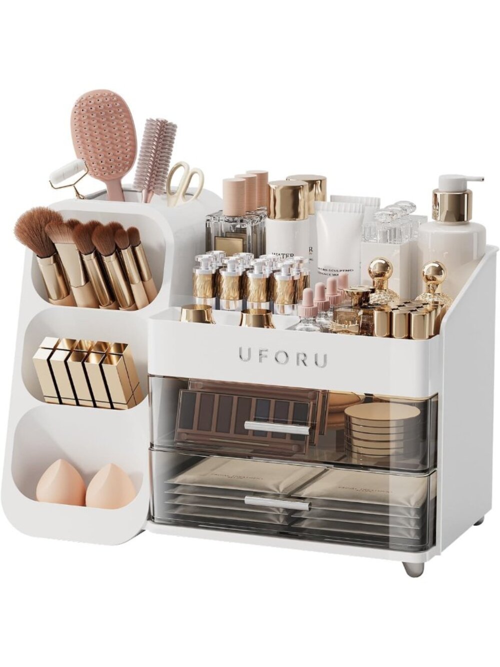 Stylish Makeup Organizer with Brush Holder - Perfect for Vanity & Bathroom